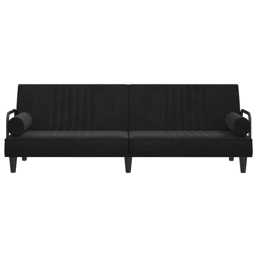 Divano letto con braccioli 205 x 89 x 70 cm velluto nero 02_0020415
