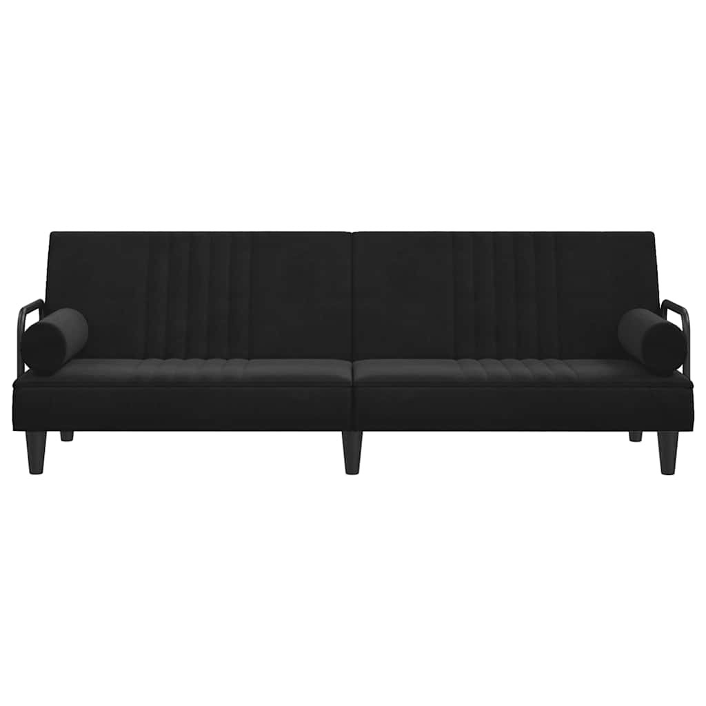 Divano Letto con Braccioli Nero in Velluto 351898