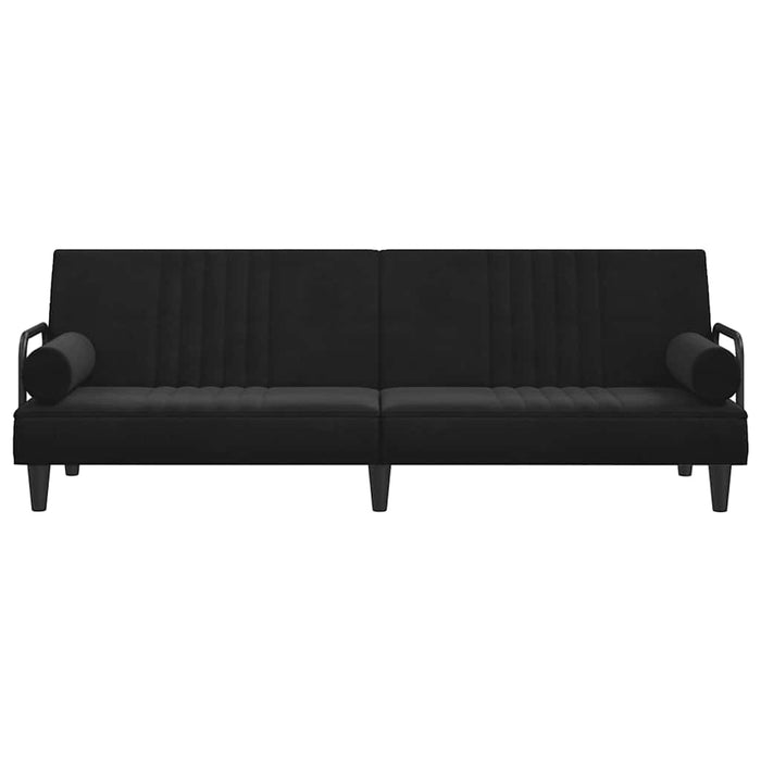 Divano Letto con Braccioli Nero in Velluto 351898