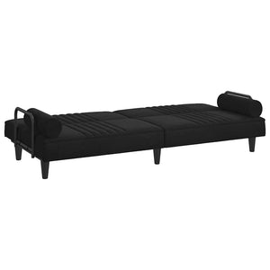 Divano Letto con Braccioli Nero in Velluto 351898