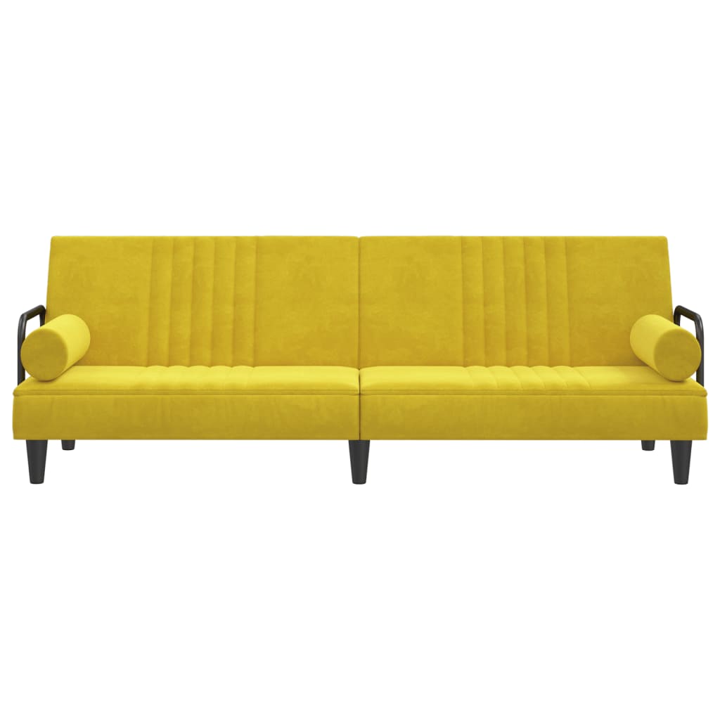 Divano Letto con Braccioli Giallo in Velluto 351899