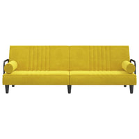 Divano Letto con Braccioli Giallo in Velluto 351899
