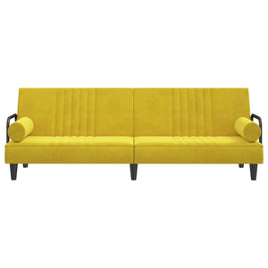 Divano Letto con Braccioli Giallo in Velluto 351899