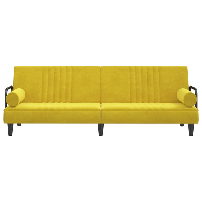 Divano Letto con Braccioli Giallo in Velluto 351899