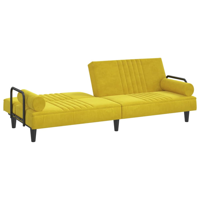 Divano Letto con Braccioli Giallo in Velluto 351899
