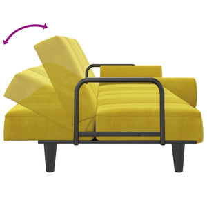 Divano Letto con Braccioli Giallo in Velluto 351899