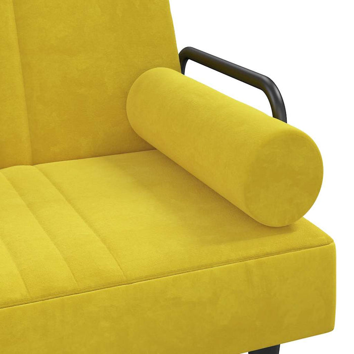 Divano Letto con Braccioli Giallo in Velluto 351899