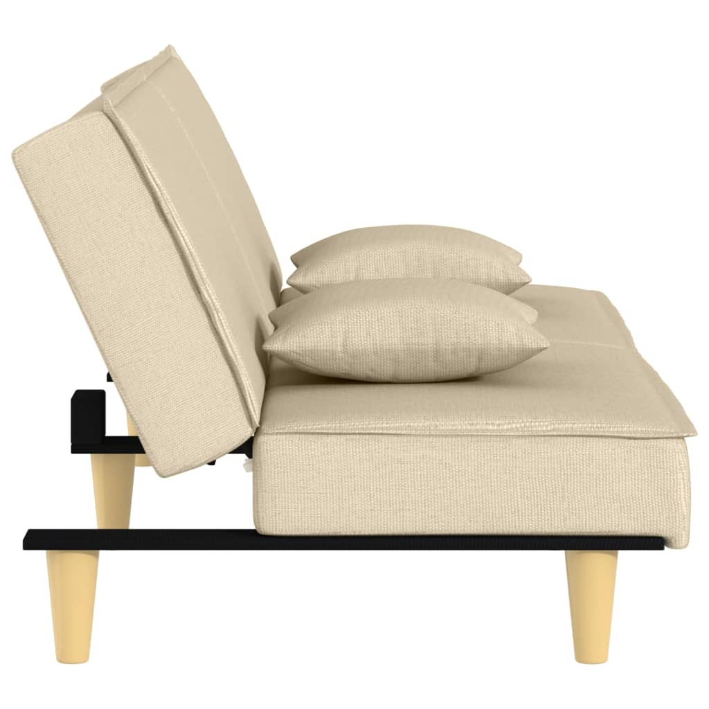 Divano Letto Crema in Tessuto 351903