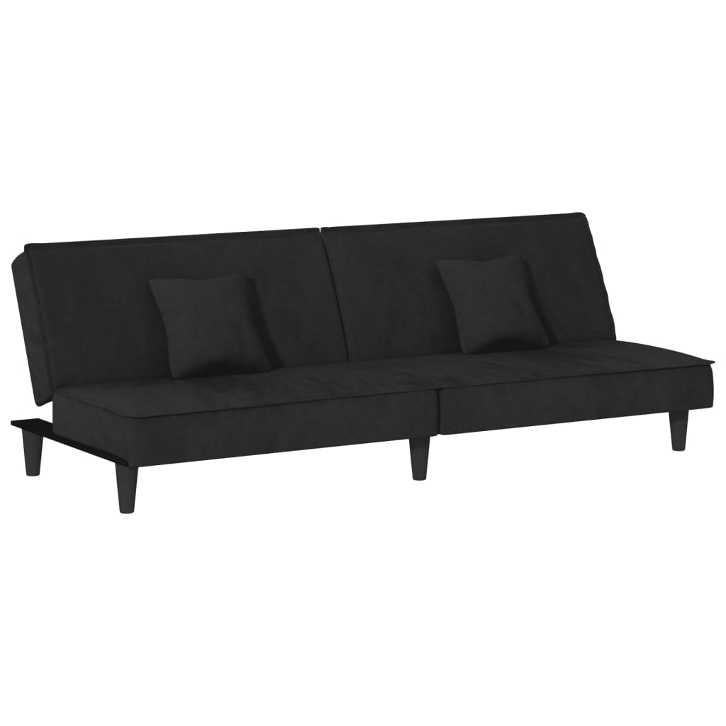 Divano letto 200 x 89 x 70 cm velluto nero 02_0019833