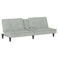 Divano letto con portabicchieri 200 x 89 x 70 cm velluto grigio chiaro 02_0019260