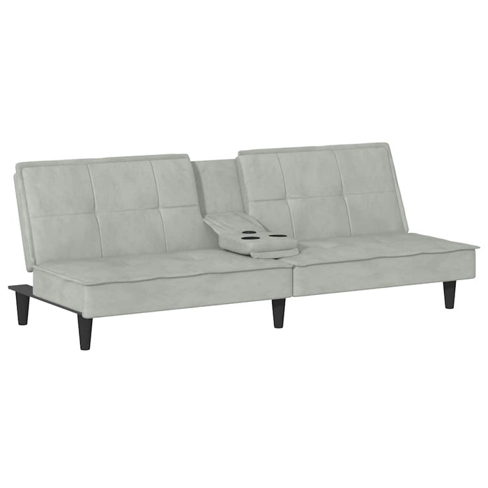 Divano Letto con Portabicchieri in Velluto Grigio Chiarocod mxl 71577