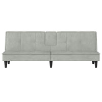 Divano Letto con Portabicchieri-Sofa Letto-Daybed in Velluto Grigio Chiaro