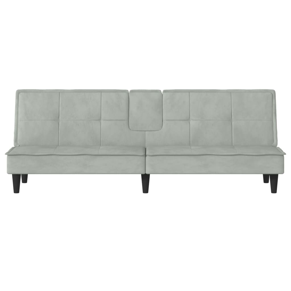 Divano letto con portabicchieri 200 x 89 x 70 cm velluto grigio chiaro 02_0019260