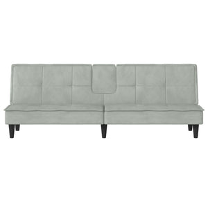 Divano letto con portabicchieri 200 x 89 x 70 cm velluto grigio chiaro 02_0019260