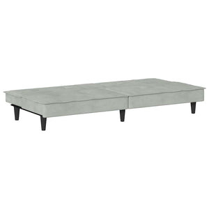 Divano Letto con Portabicchieri-Sofa Letto-Daybed in Velluto Grigio Chiaro
