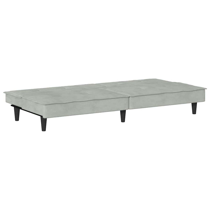 Divano Letto con Portabicchieri-Sofa Letto-Daybed in Velluto Grigio Chiaro