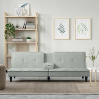 Divano Letto con Portabicchieri-Sofa Letto-Daybed in Velluto Grigio Chiaro