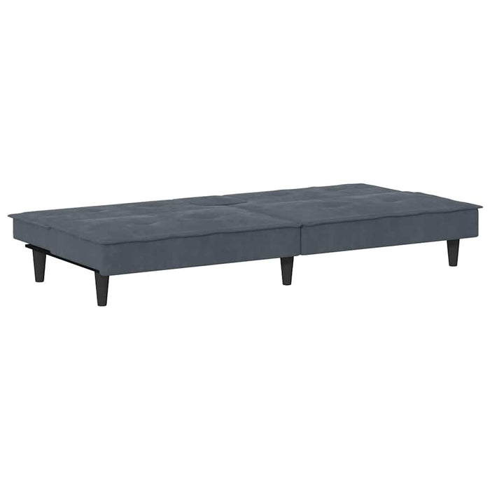 Divano Letto con Portabicchieri-Sofa Letto-Daybed in Velluto Grigio Scuro