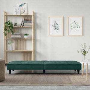 Divano Letto con Portabicchieri in Velluto Verde Scuro 351922