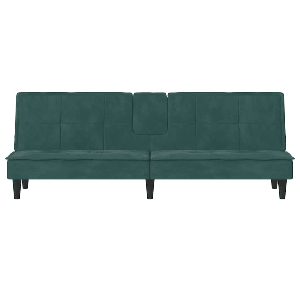 Divano Letto con Portabicchieri in Velluto Verde Scuro 351922