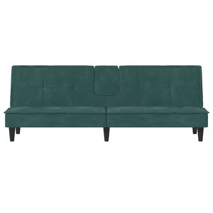 Divano Letto con Portabicchieri in Velluto Verde Scuro 351922