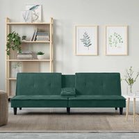 Divano Letto con Portabicchieri in Velluto Verde Scuro 351922
