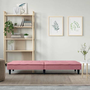 Divano Letto con Portabicchieri in Velluto Rosa 351923