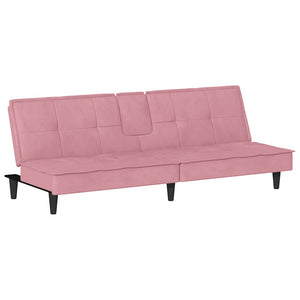 Divano Letto con Portabicchieri in Velluto Rosa 351923