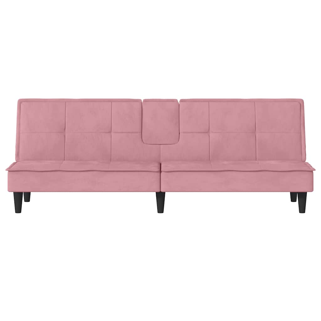 Divano Letto con Portabicchieri in Velluto Rosa 351923