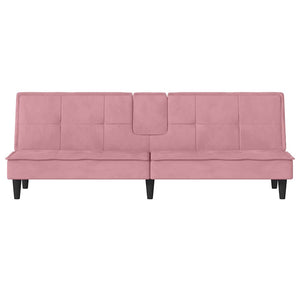 Divano Letto con Portabicchieri in Velluto Rosa 351923