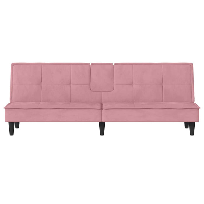 Divano Letto con Portabicchieri in Velluto Rosa 351923