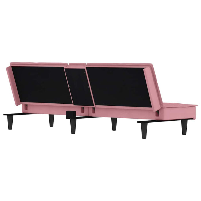 Divano Letto con Portabicchieri in Velluto Rosa 351923