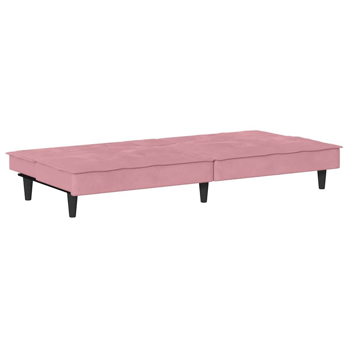 Divano Letto con Portabicchieri in Velluto Rosa 351923