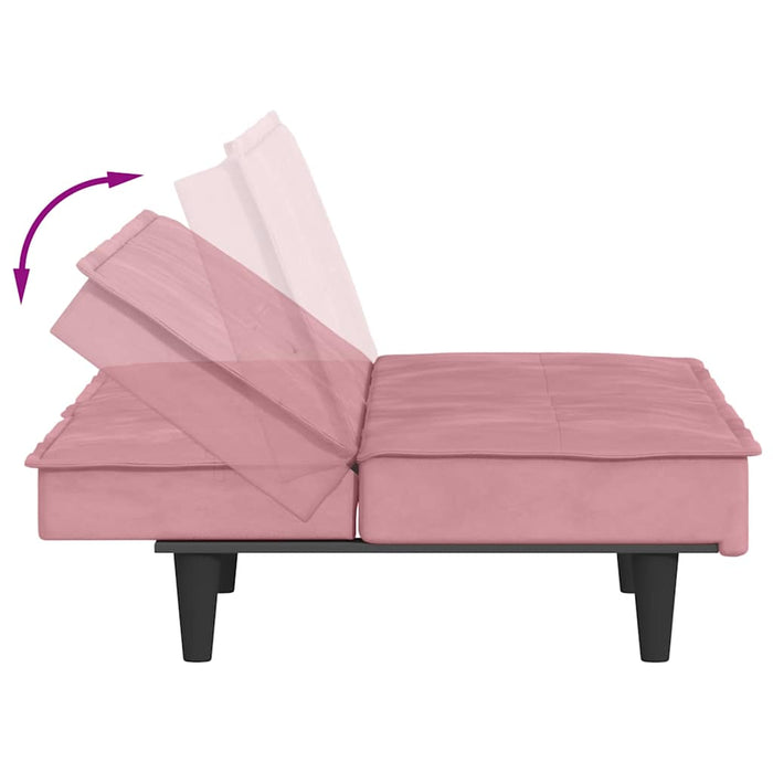 Divano Letto con Portabicchieri in Velluto Rosa 351923