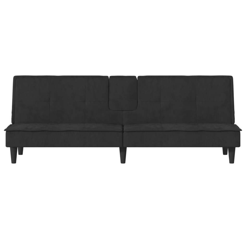 Divano letto con portabicchieri 200 x 89 x 70 cm velluto nero 02_0019846
