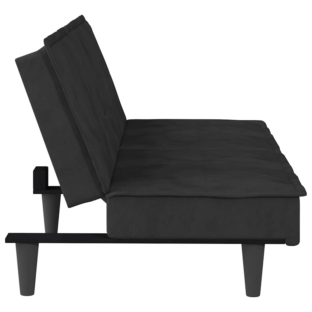 Divano Letto con Portabicchieri-Sofa Letto-Daybed in Velluto Nero