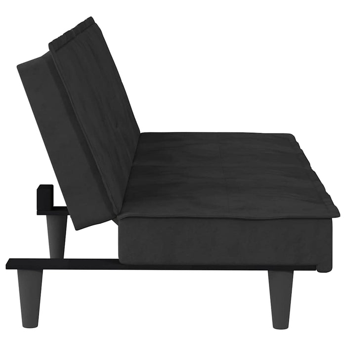 Divano Letto con Portabicchieri-Sofa Letto-Daybed in Velluto Nero