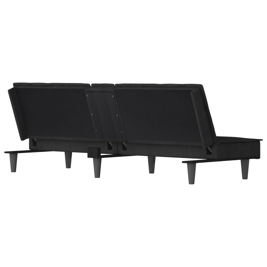 Divano letto con portabicchieri 200 x 89 x 70 cm velluto nero 02_0019846