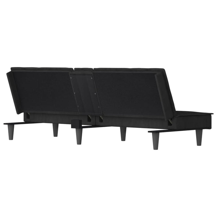 Divano letto con portabicchieri 200 x 89 x 70 cm velluto nero 02_0019846