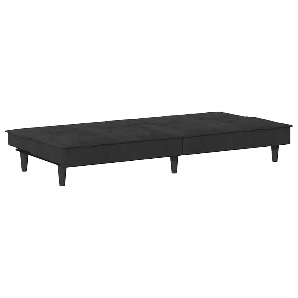 Divano Letto con Portabicchieri-Sofa Letto-Daybed in Velluto Nero