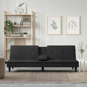 Divano Letto con Portabicchieri-Sofa Letto-Daybed in Velluto Nero