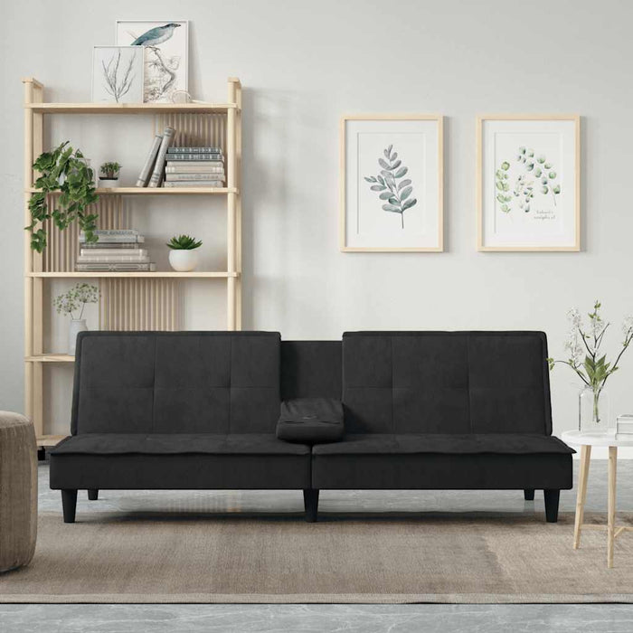 Divano Letto con Portabicchieri-Sofa Letto-Daybed in Velluto Nero