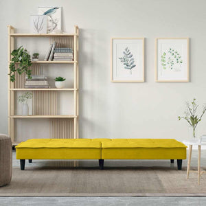 Divano Letto con Portabicchieri in Velluto Giallo 351925