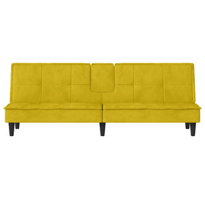 Divano Letto con Portabicchieri in Velluto Giallo 351925