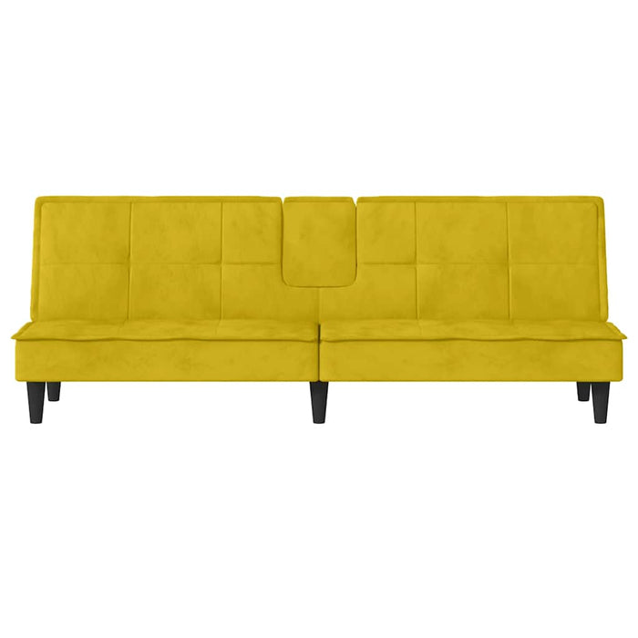 Divano Letto con Portabicchieri in Velluto Giallo 351925