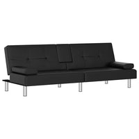 Divano Letto con Portabicchieri-Sofa Letto-Daybed in Similpelle Nero