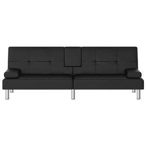 Divano Letto con Portabicchieri-Sofa Letto-Daybed in Similpelle Nero