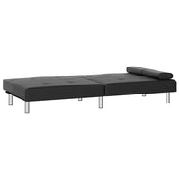 Divano Letto con Portabicchieri-Sofa Letto-Daybed in Similpelle Nero