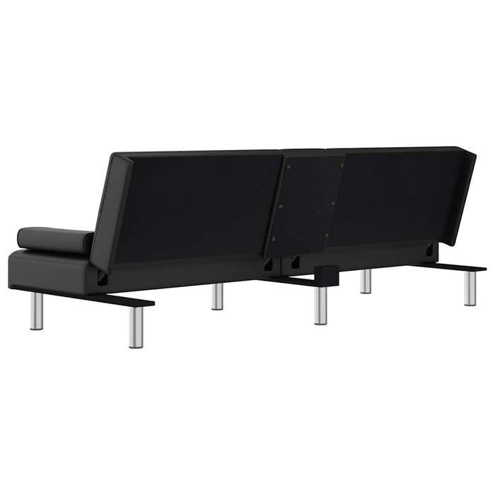 Divano Letto con Portabicchieri-Sofa Letto-Daybed in Similpelle Nero