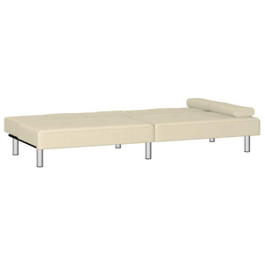 Divano Letto con Portabicchieri-Sofa Letto-Daybed in Similpelle Crema